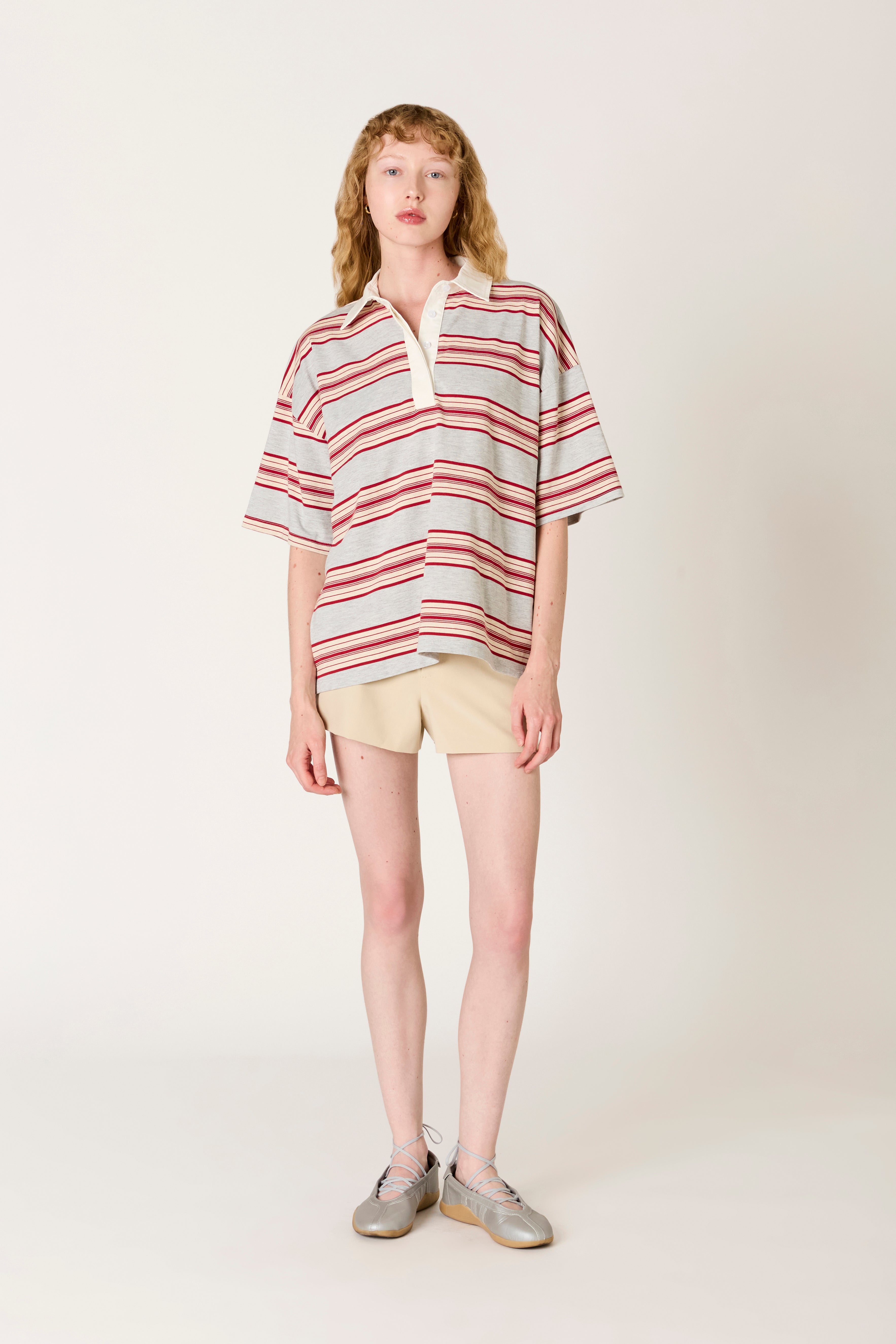 Ronda Top in heather grey front view