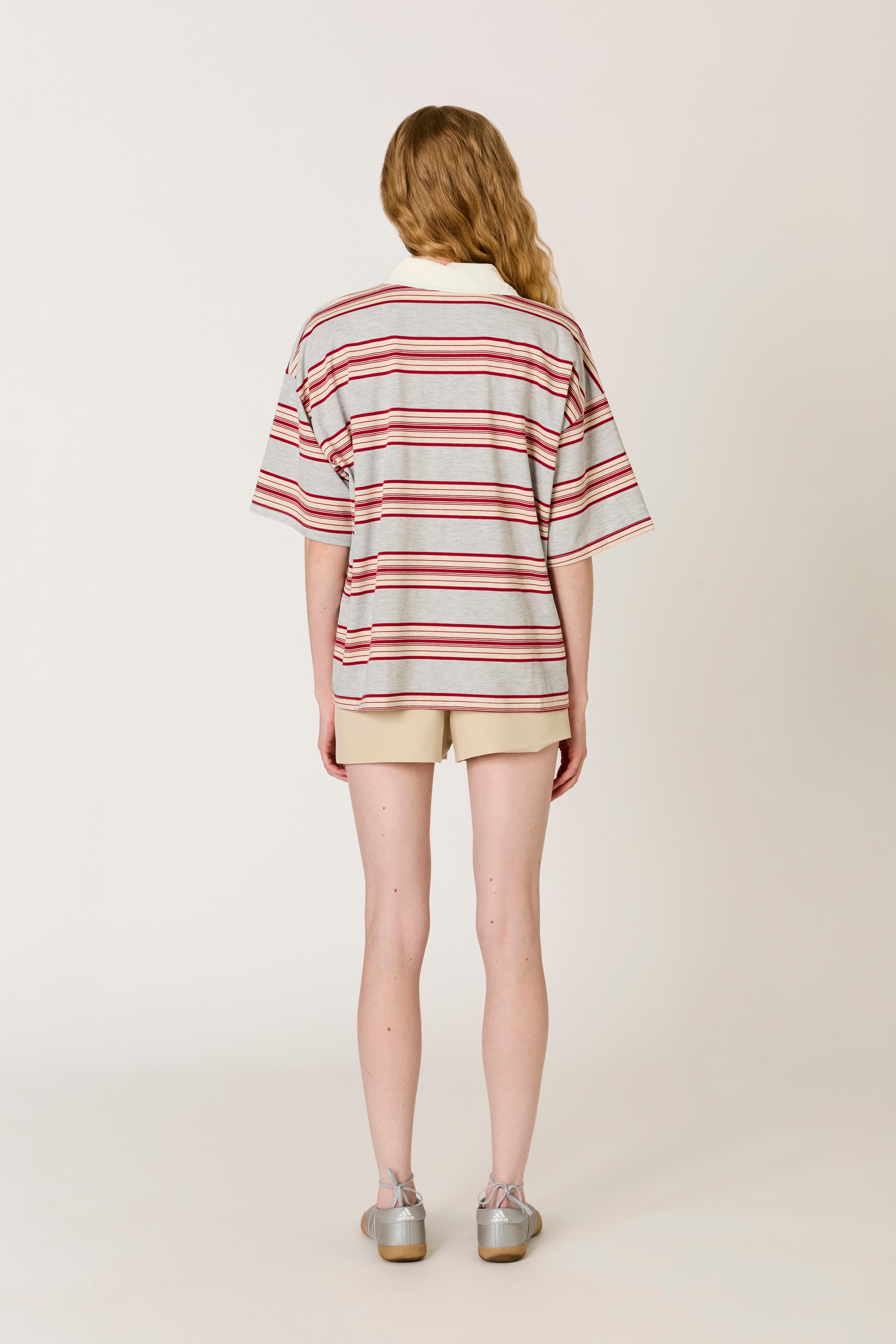 Ronda Top in heather grey back view