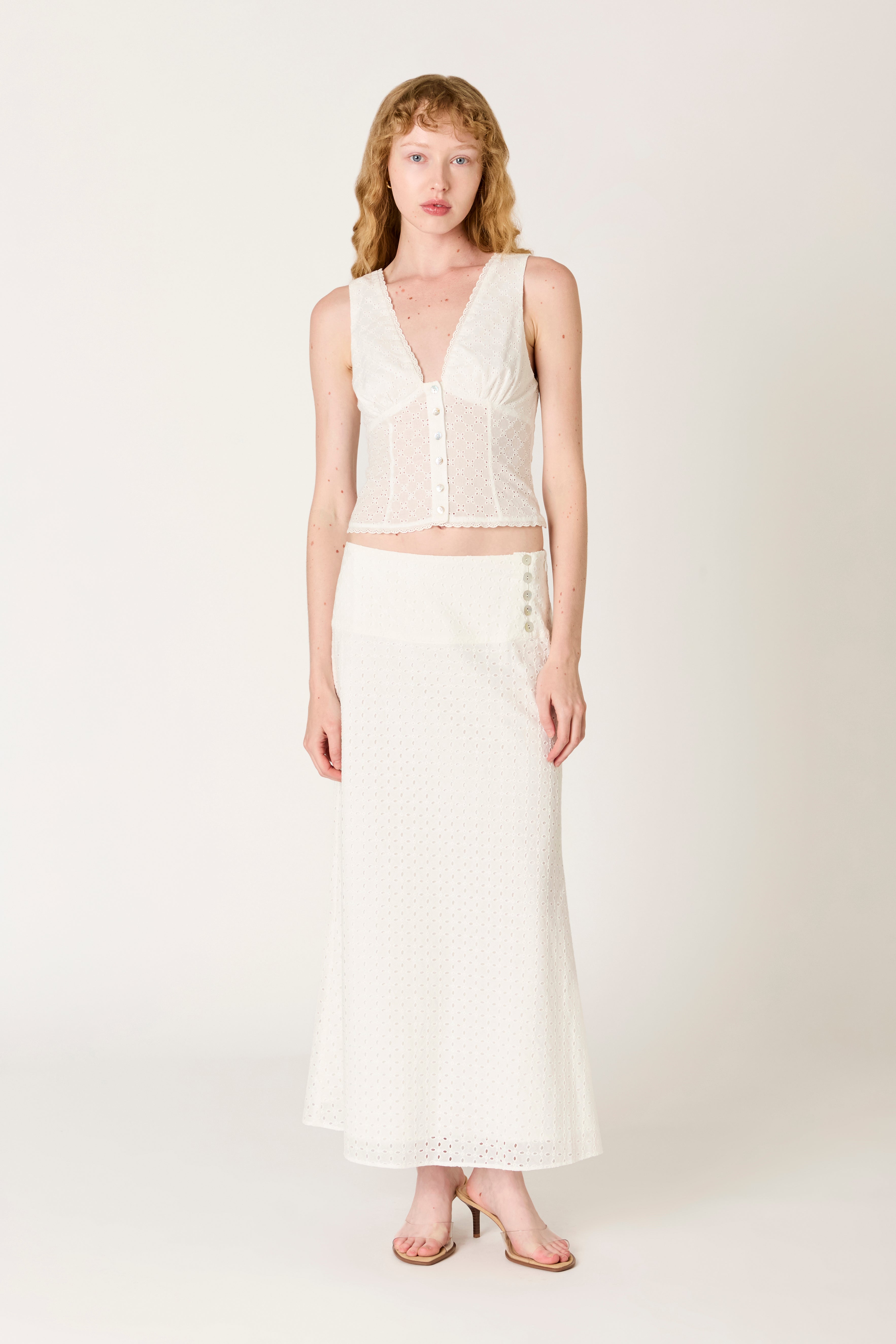 Esmeralda Top in white front view