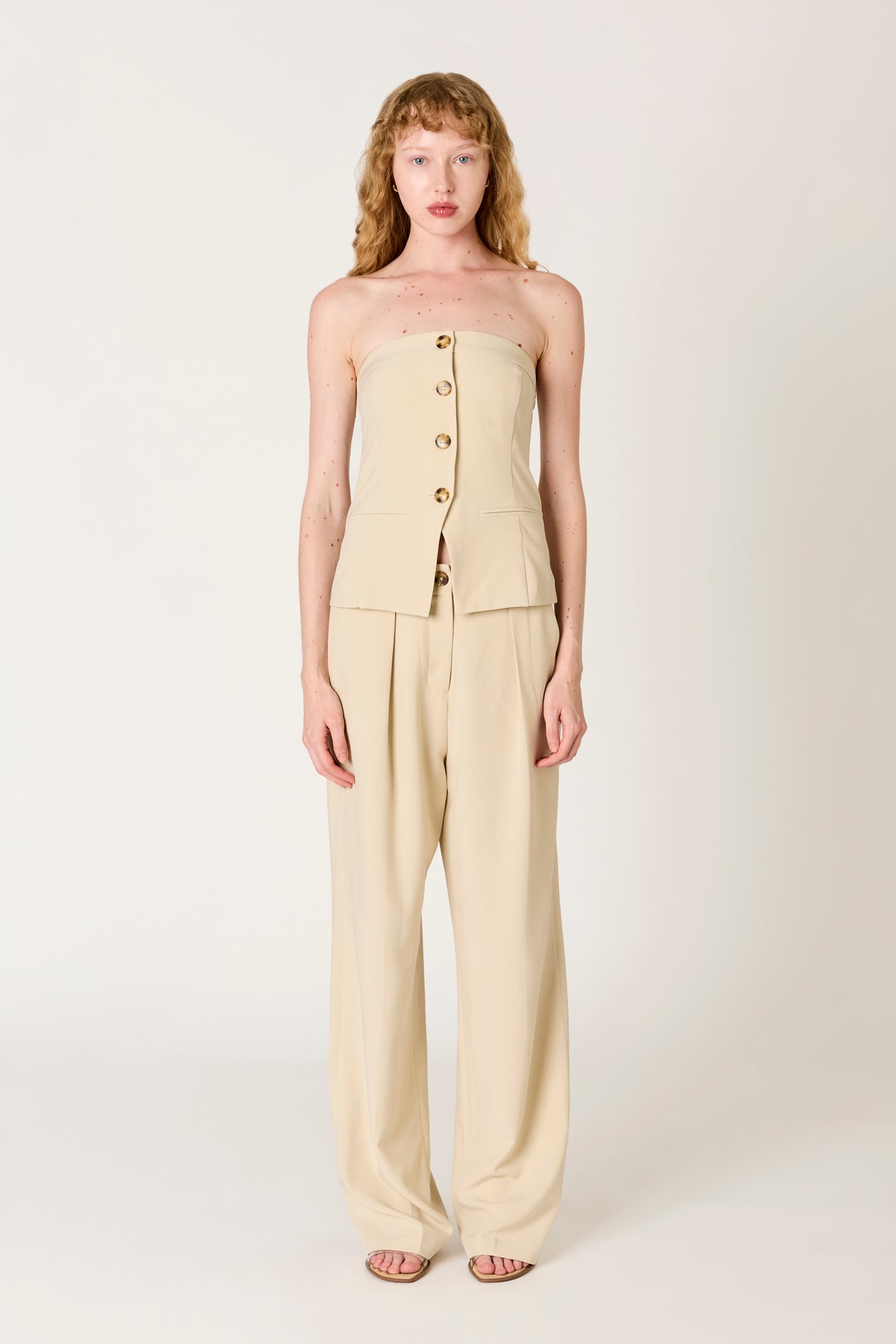 Grainge Top in sand front view