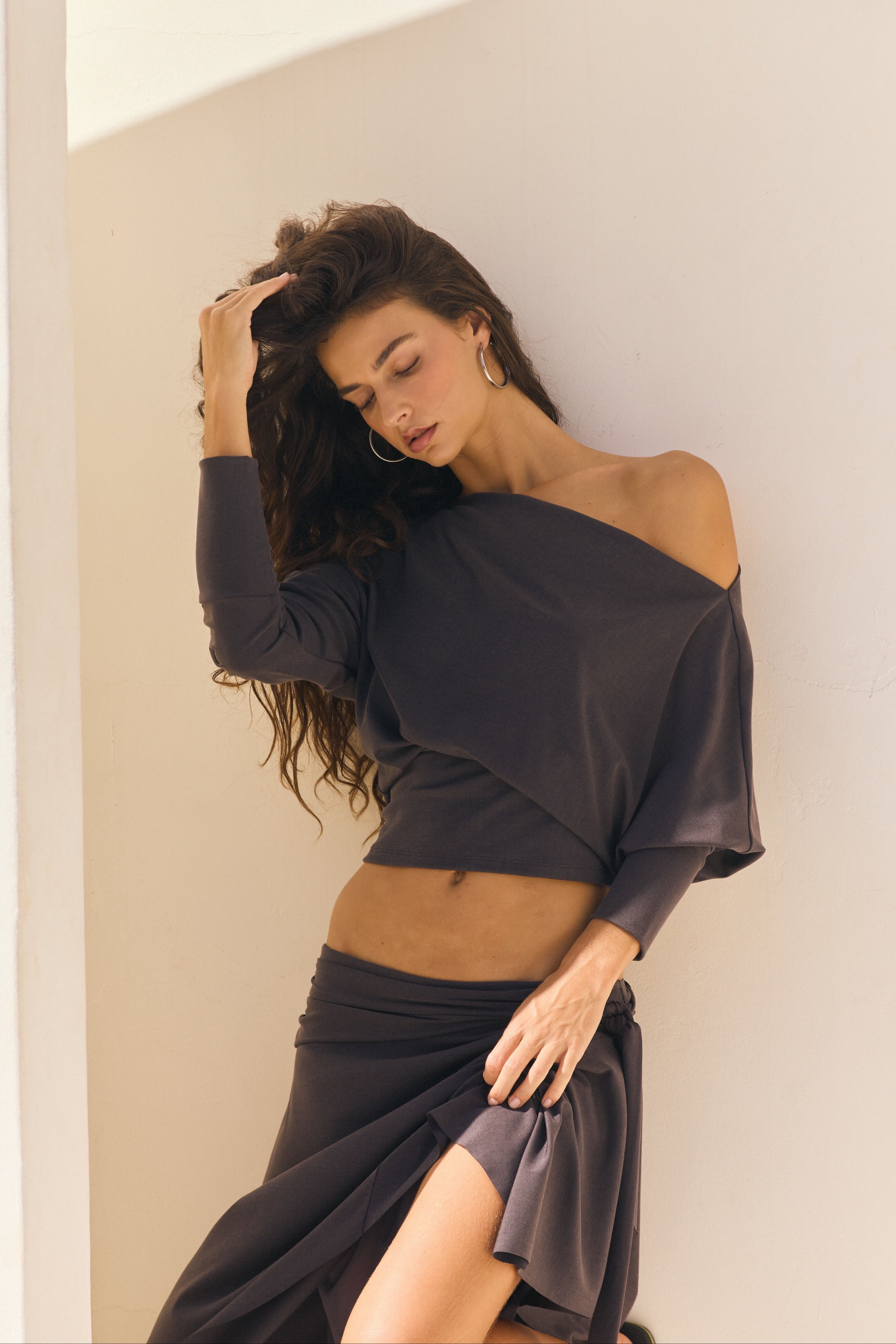 Elisabetta Top in coal front view