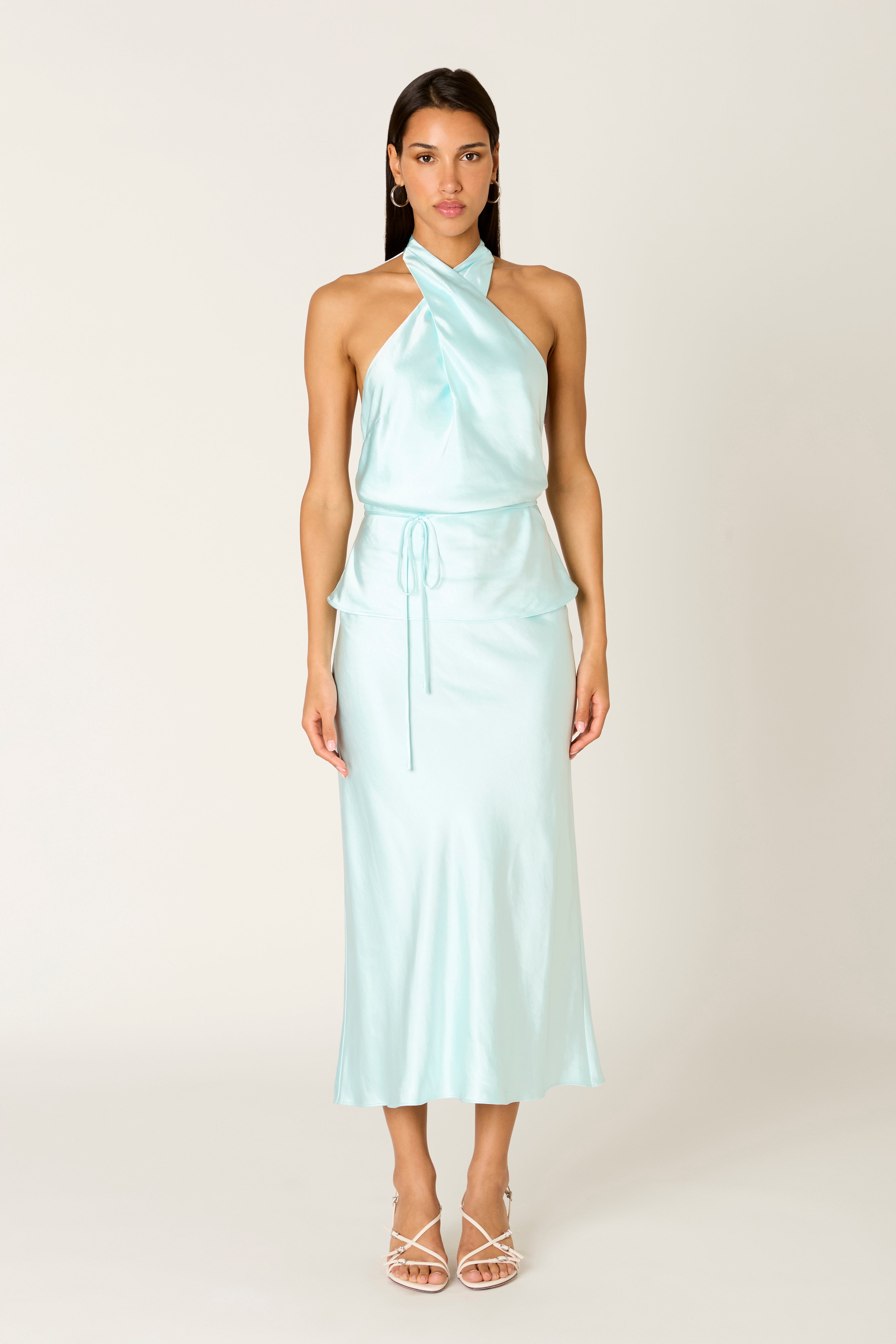 Sofia Top in aqua front view