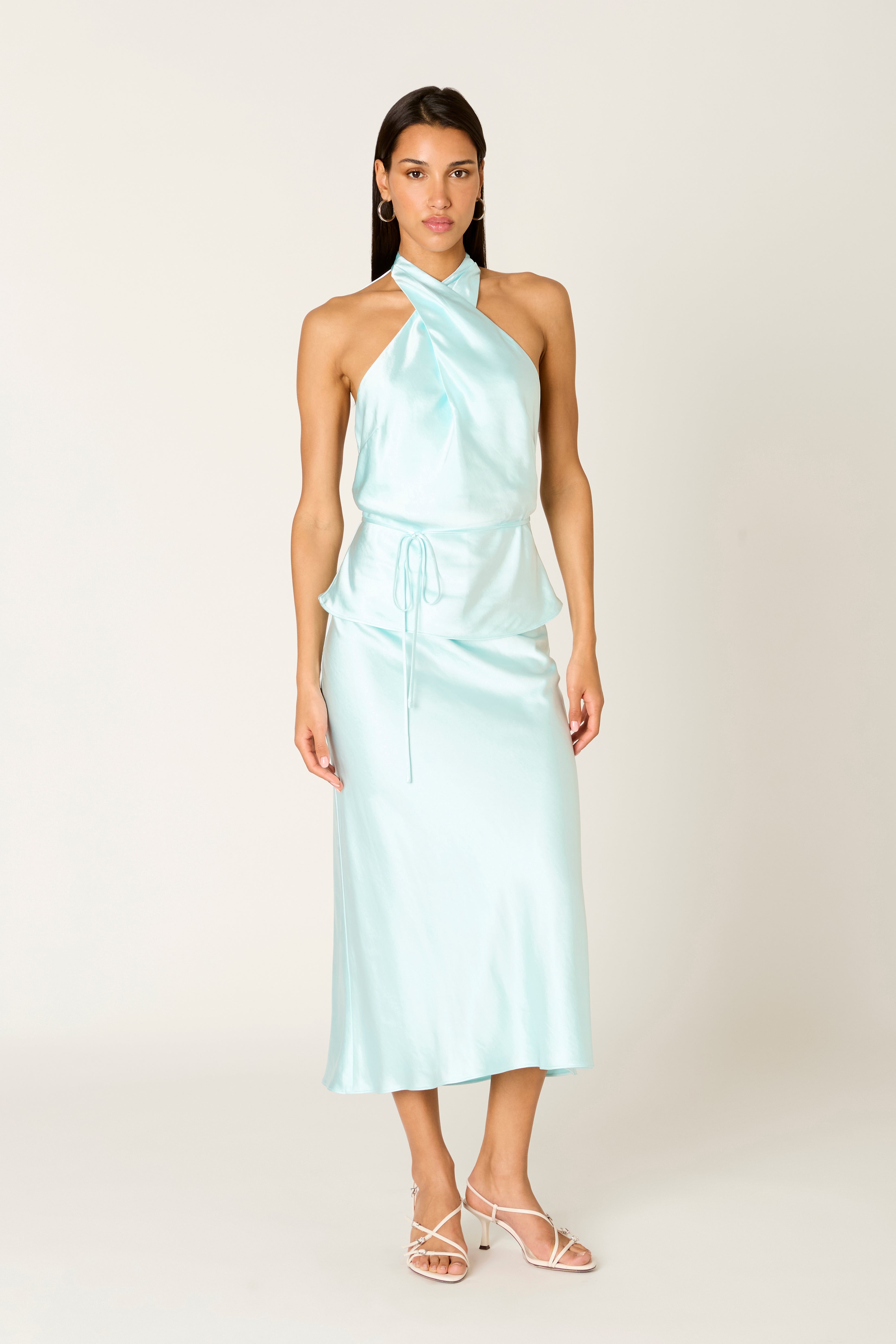 Sofia Top in aqua front view