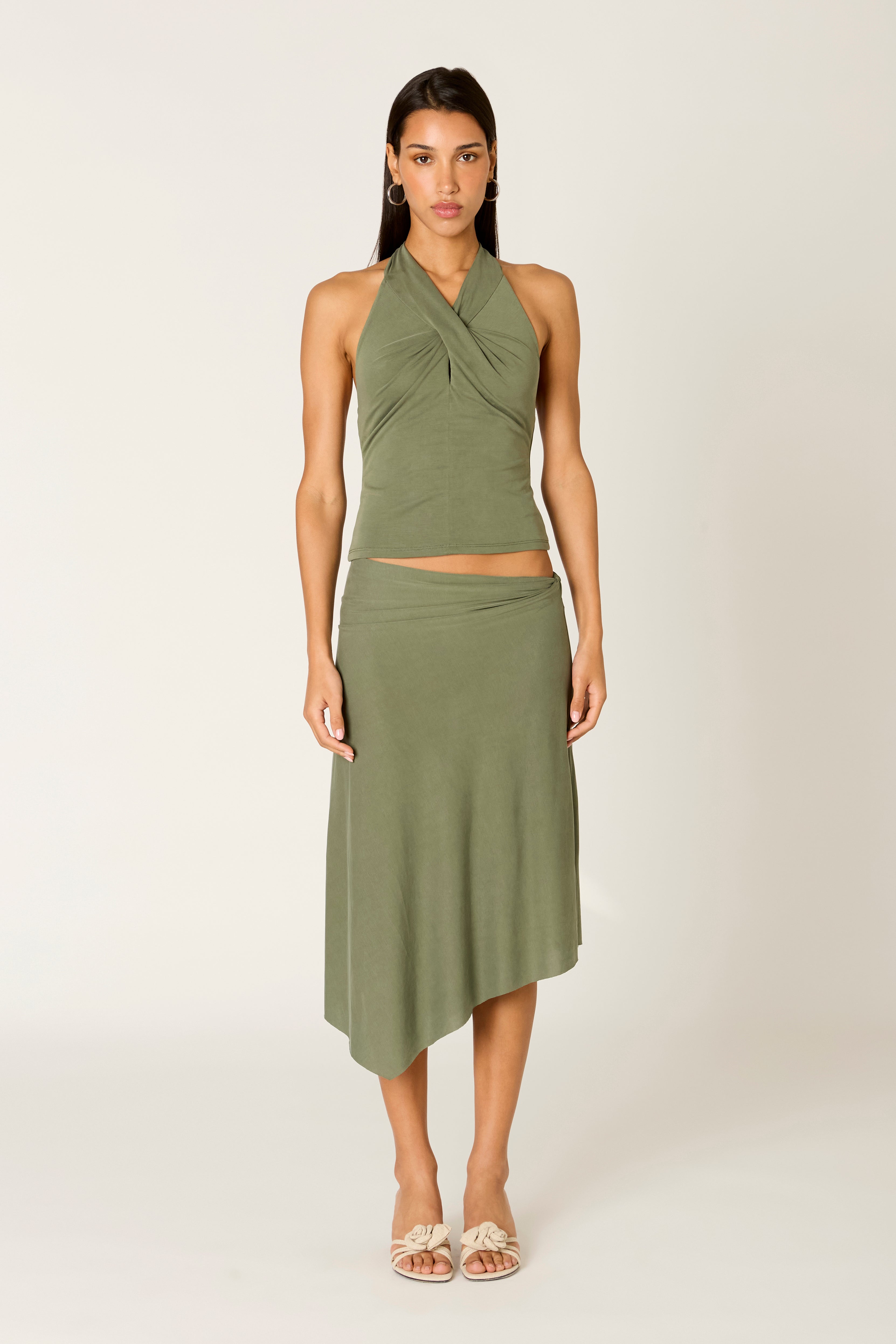 Noemi Top in olive front view