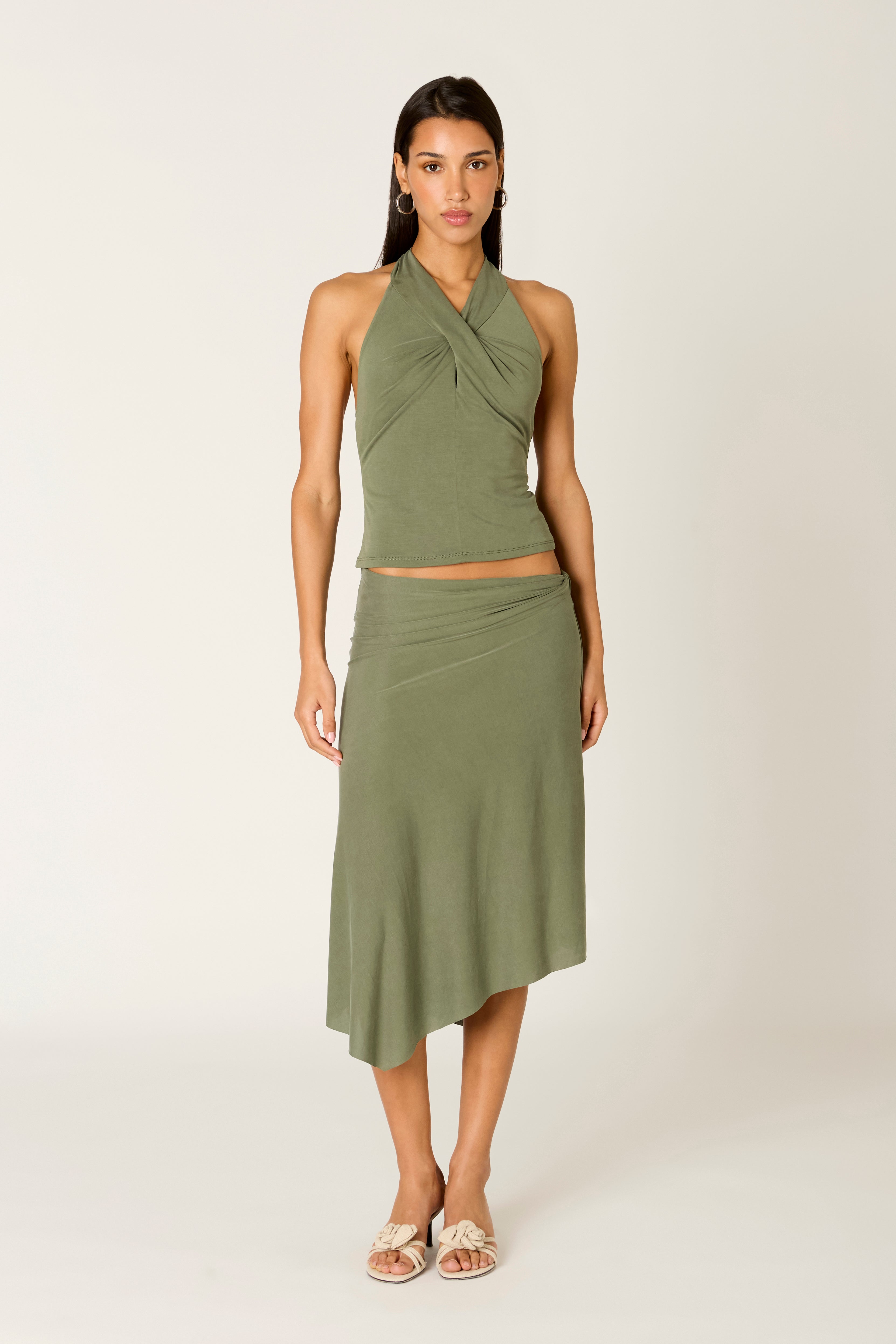 Noemi Top in olive front view
