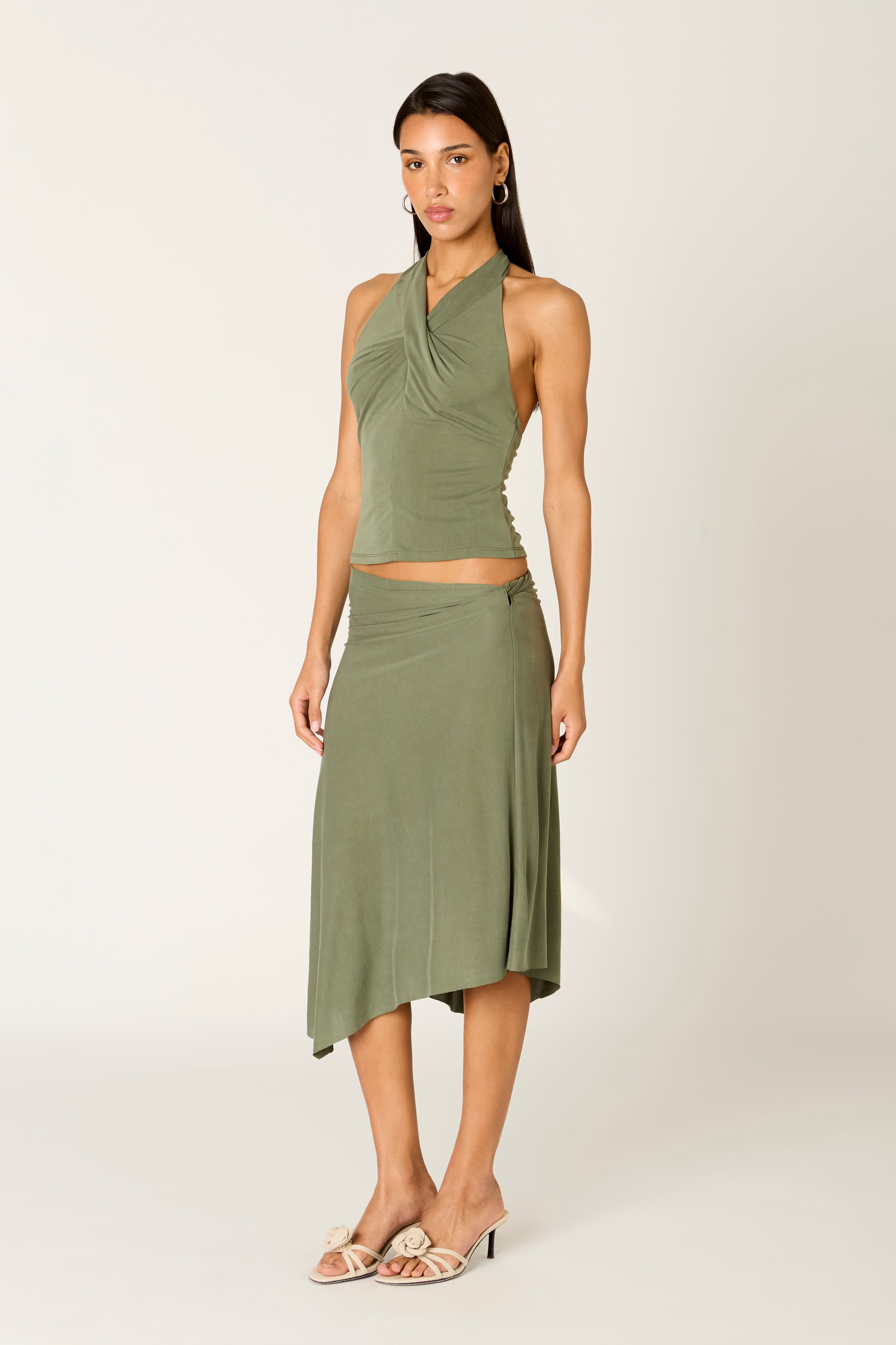 Noemi Top in olive side view