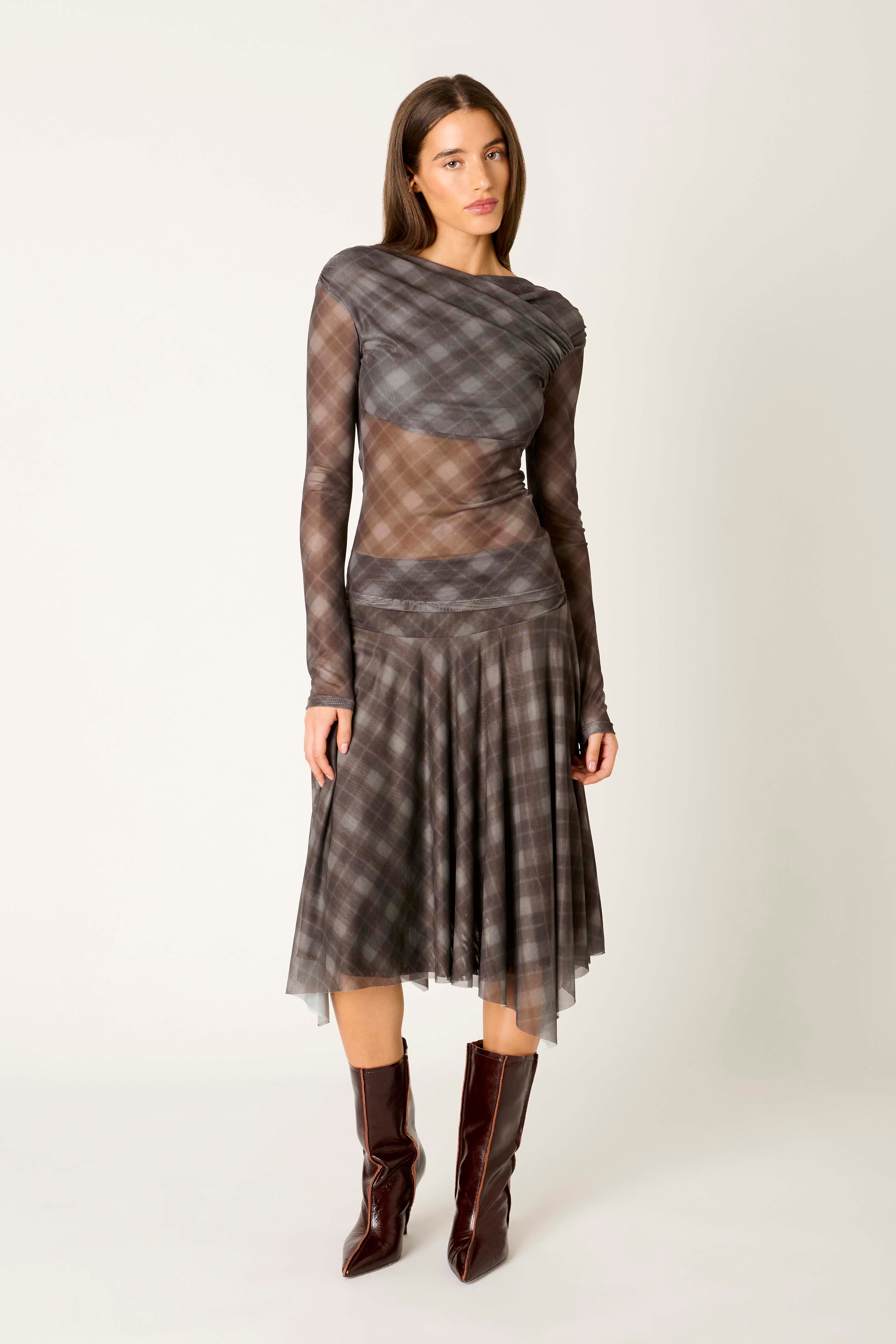Aria Top in brown front view