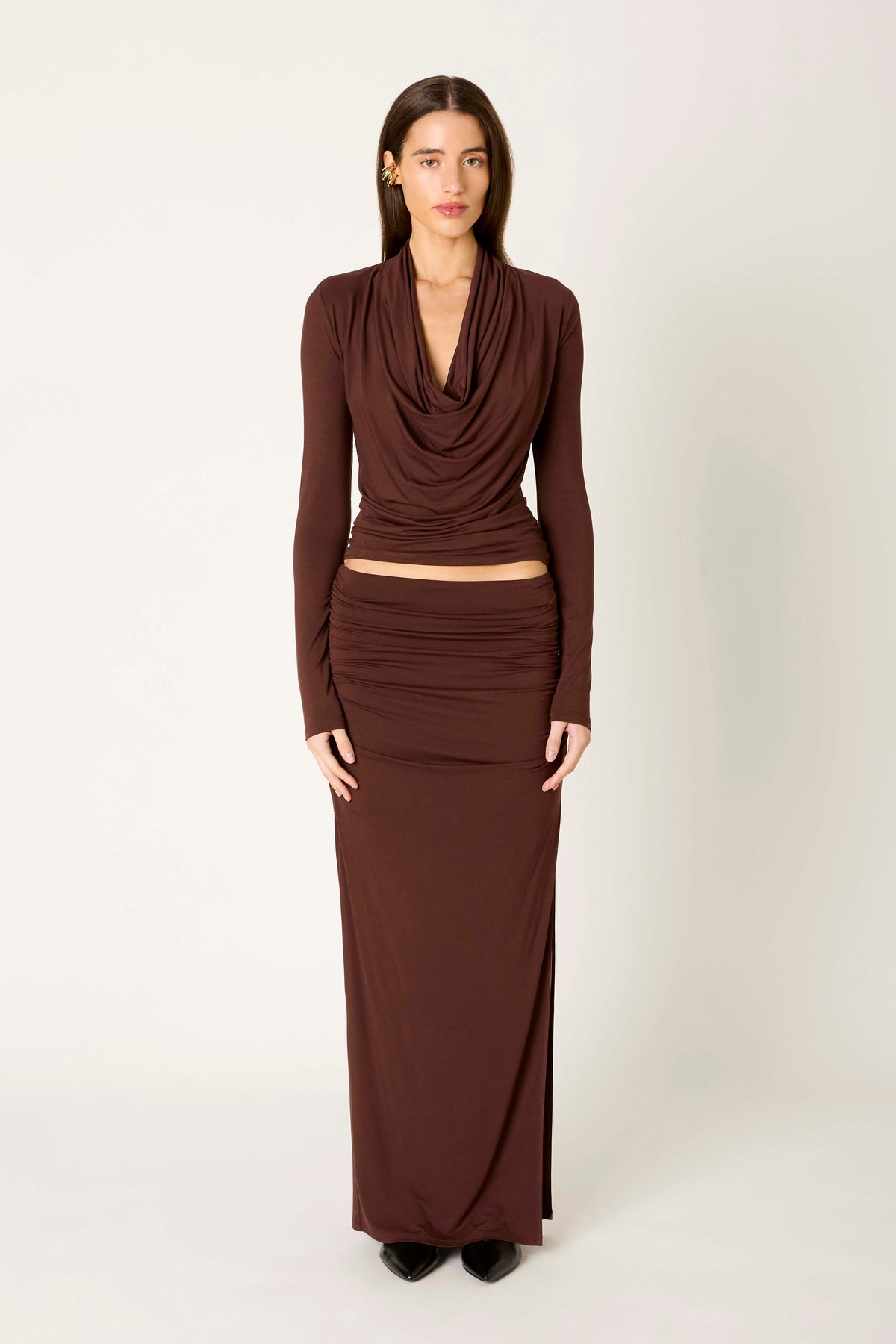 Rosalind Top in chocolate front view