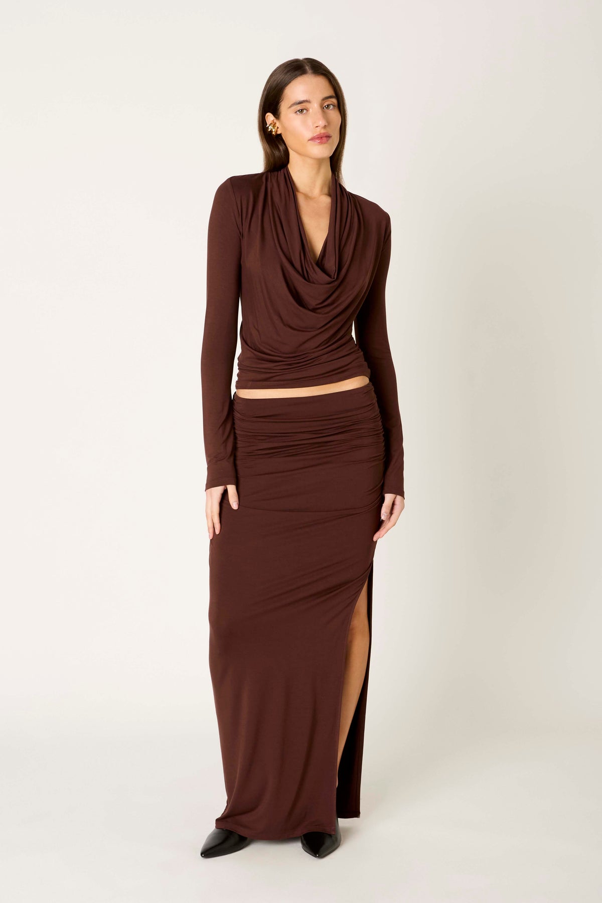 Rosalind Top in chocolate front view