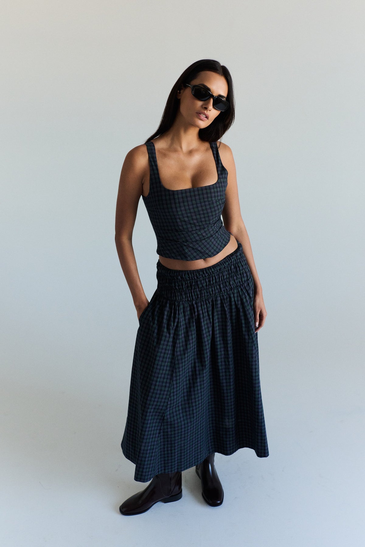 Stefano Skirt in navy front view 