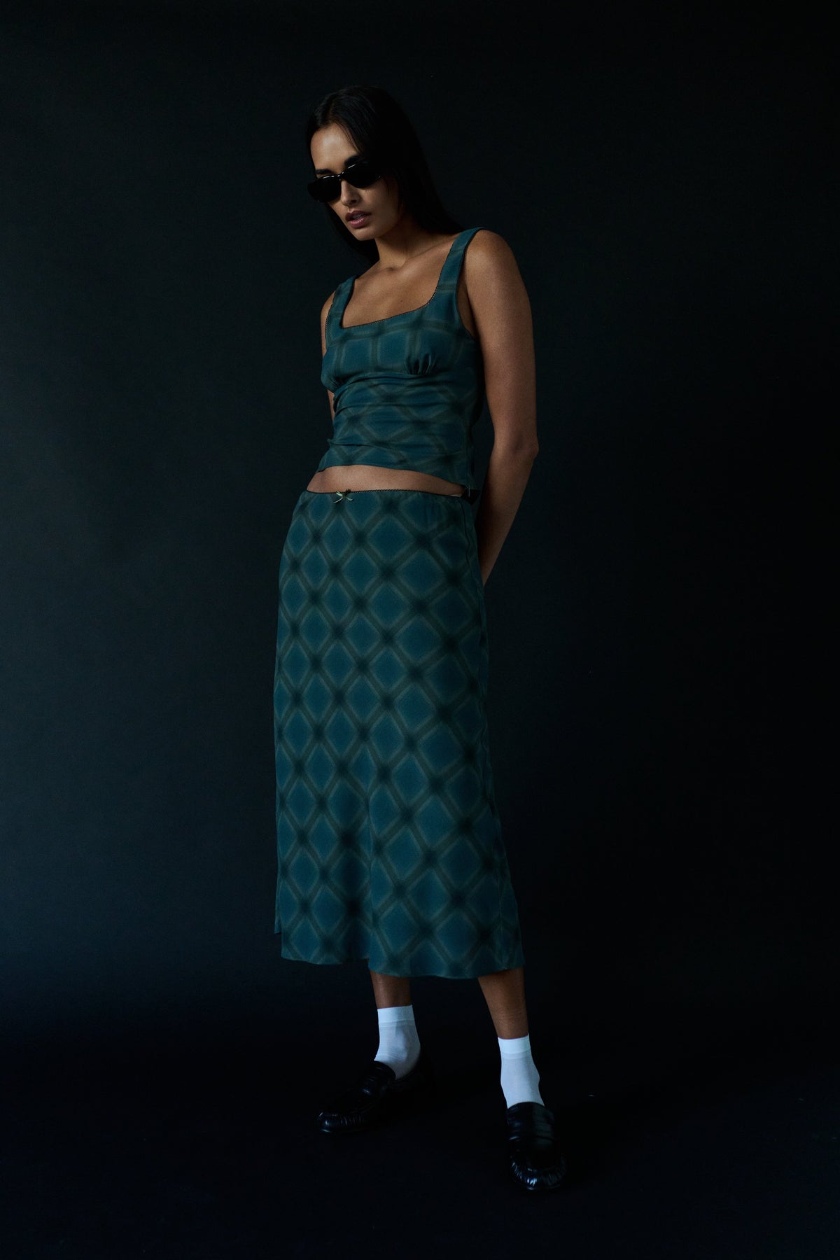 Donatella Skirt in hunter front view