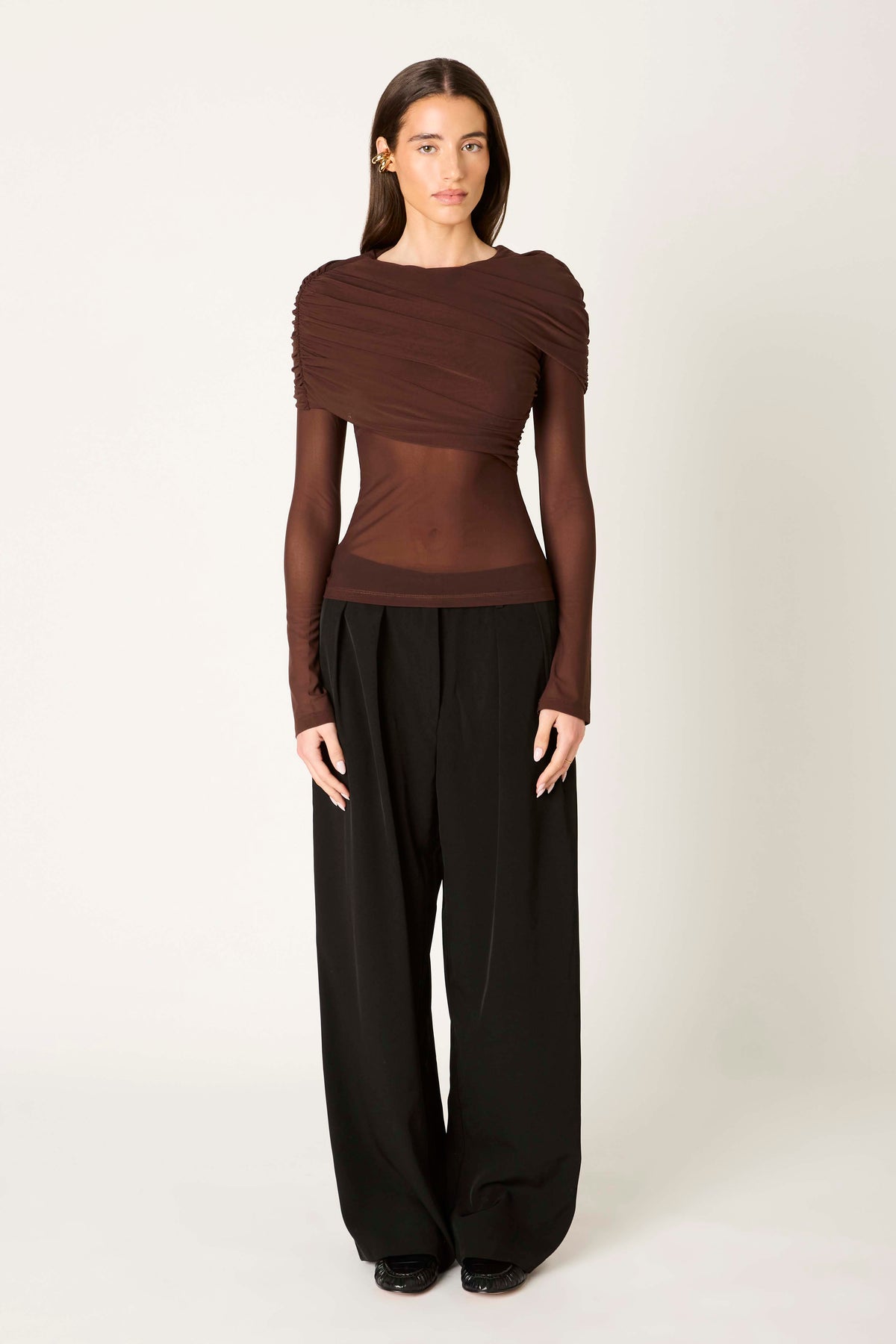 Everleigh Top in brown front view