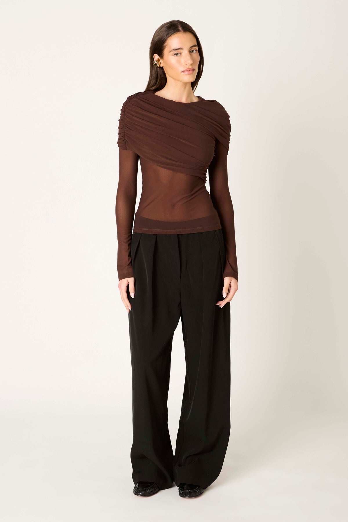 Everleigh Top in brown front view