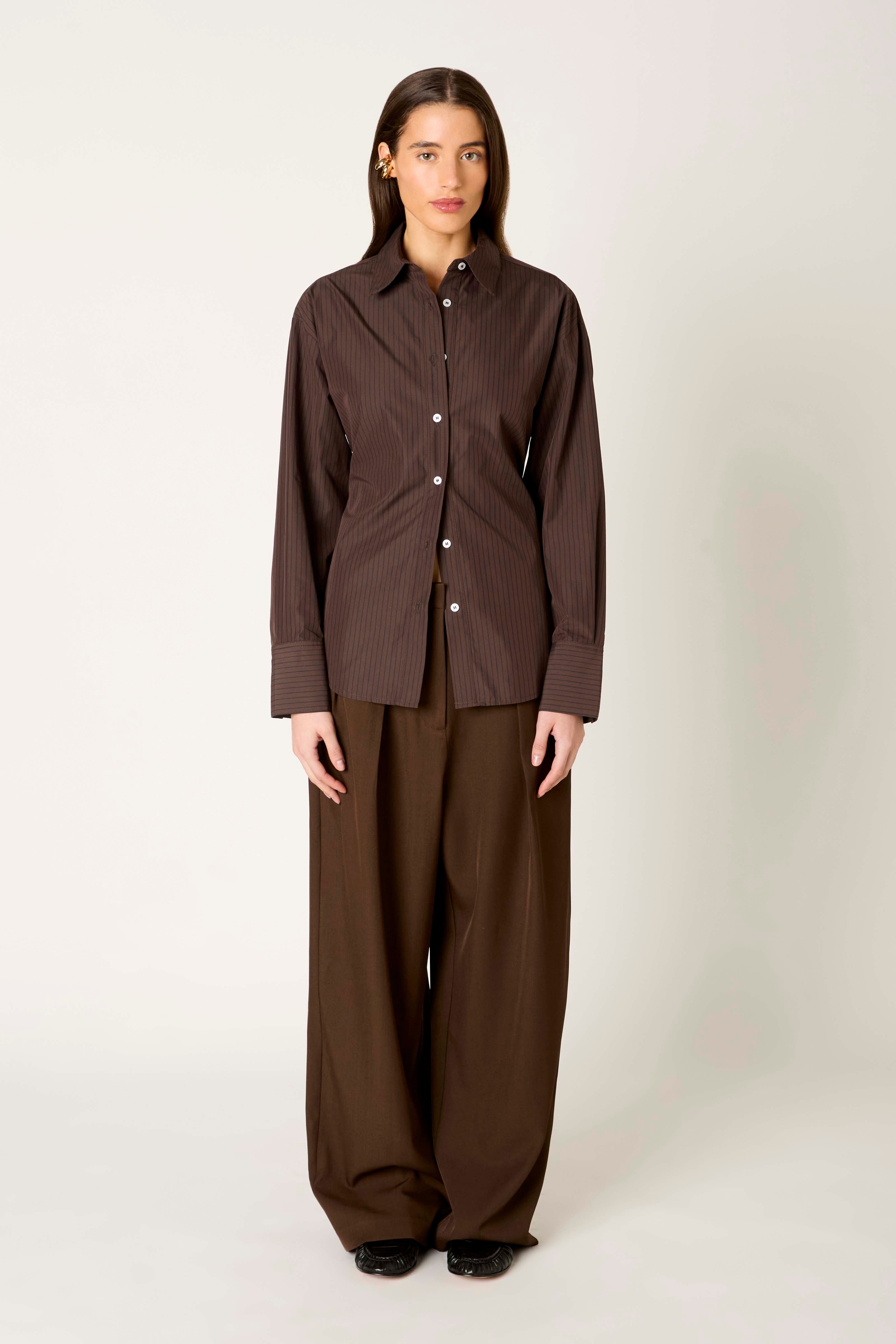 Serrano Shirt in brown front view