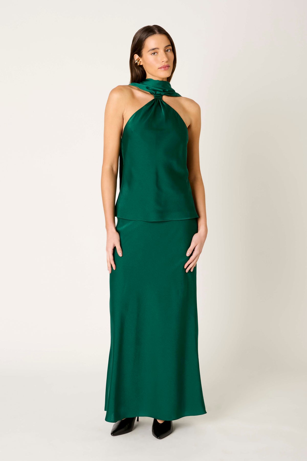 Elinor Top in emerald front view
