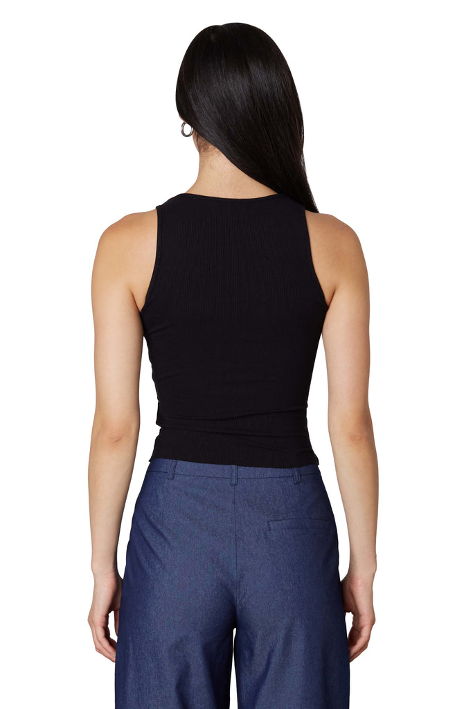 Vintage Notched Tank in Black Back View
