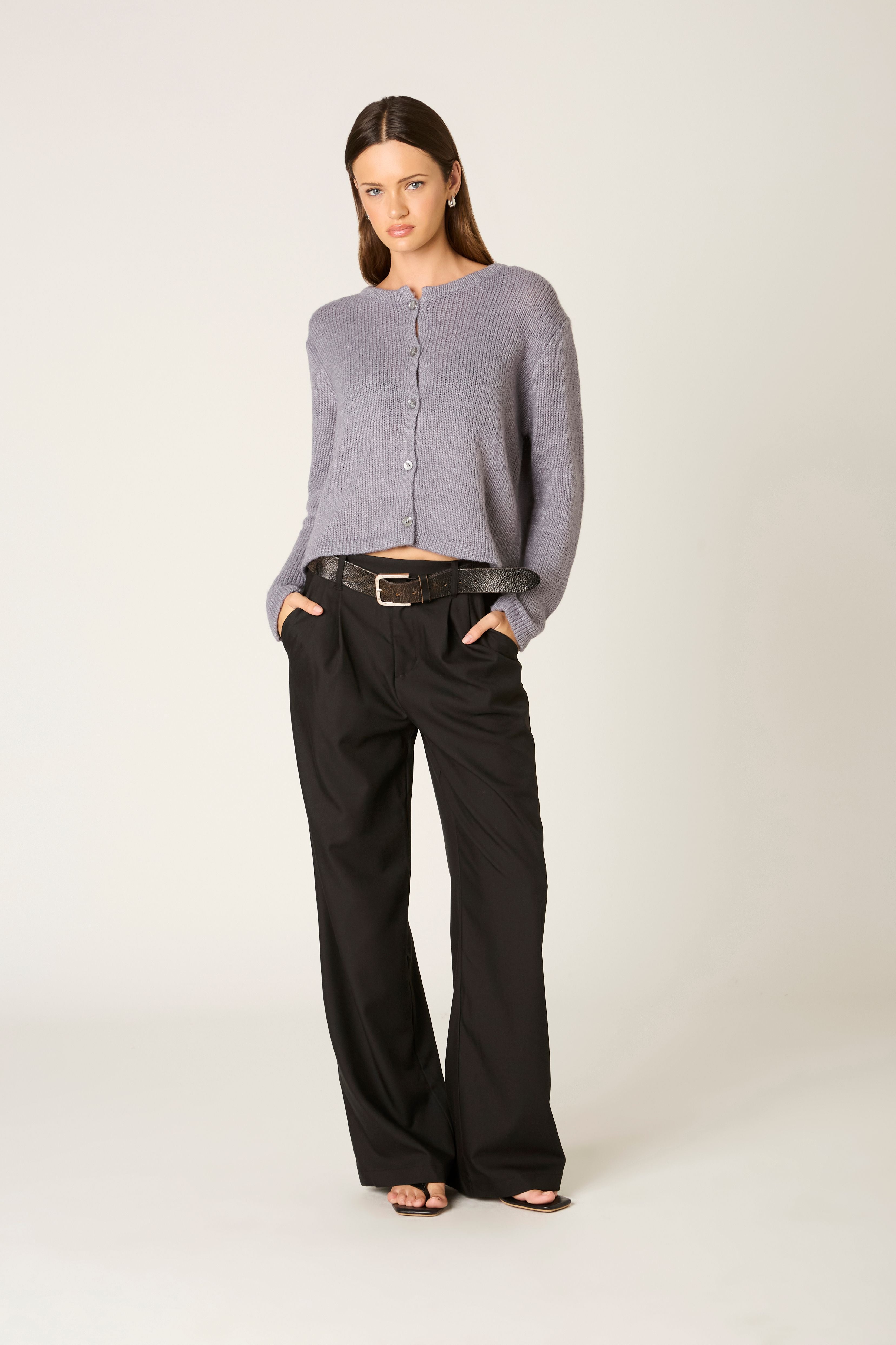 Ariana Cardigan in grey front view