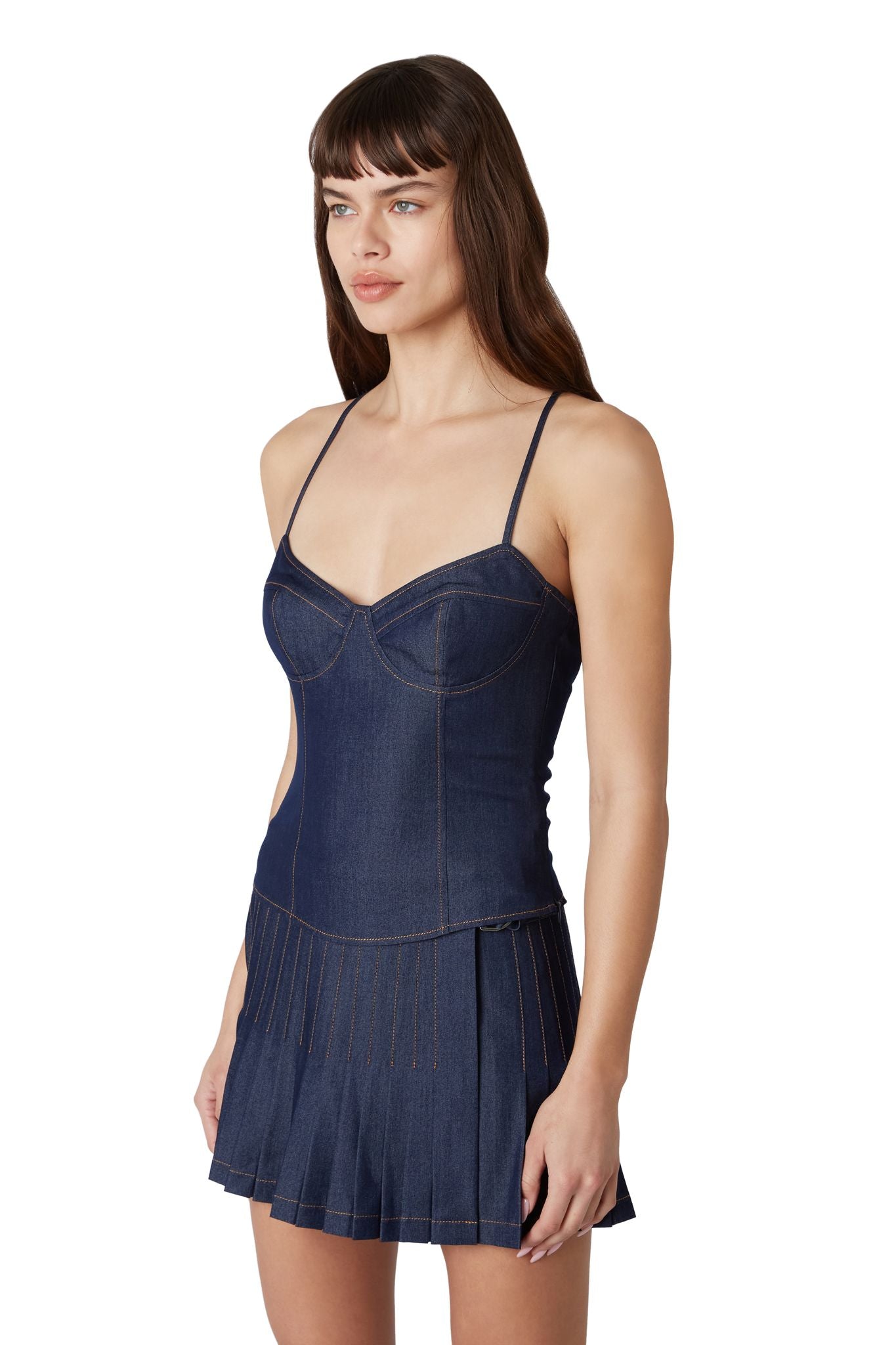 Diane Corset in indigo side view
