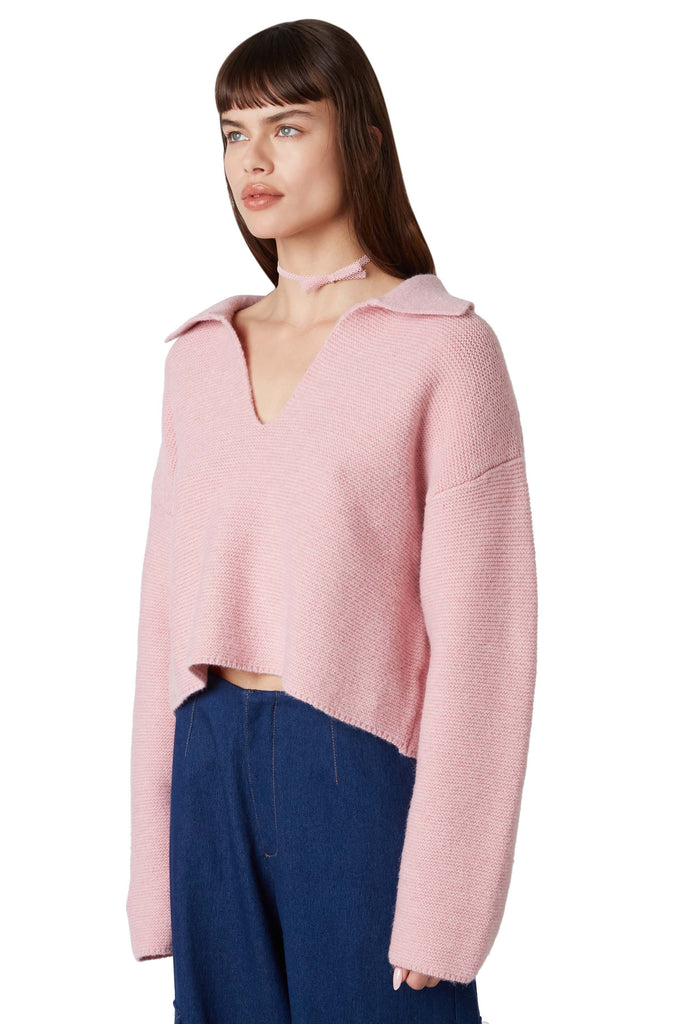 Samira Sweater in dusty pink side view
