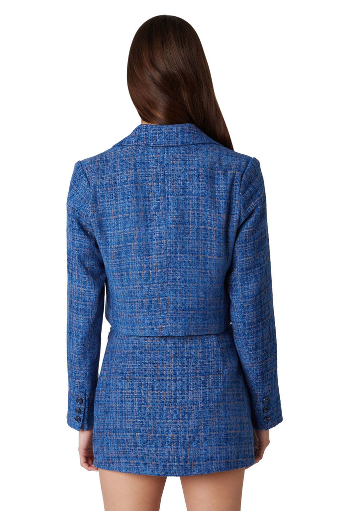 Cropped Blazer in navy back view