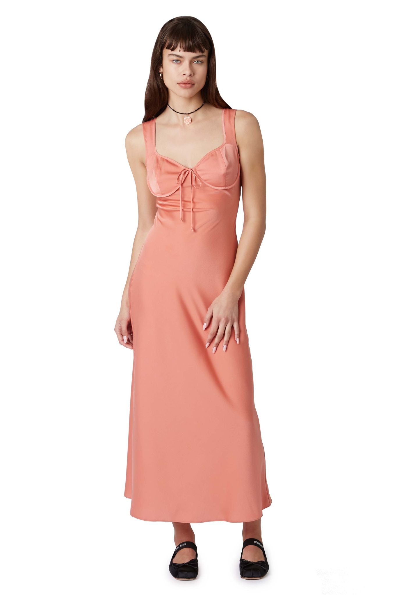 Canyon Dress in dusty pink front view 2