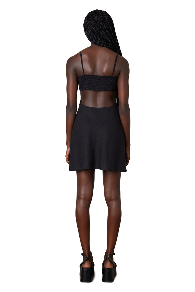 Nina Dress - Linen in black back view