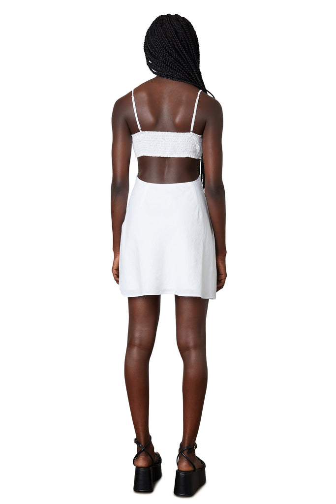 Nina Dress - Linen in white back view