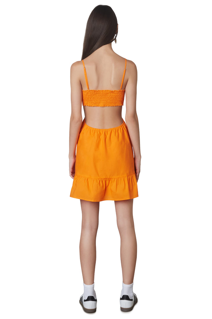 Sorrento dress in tangerine back 