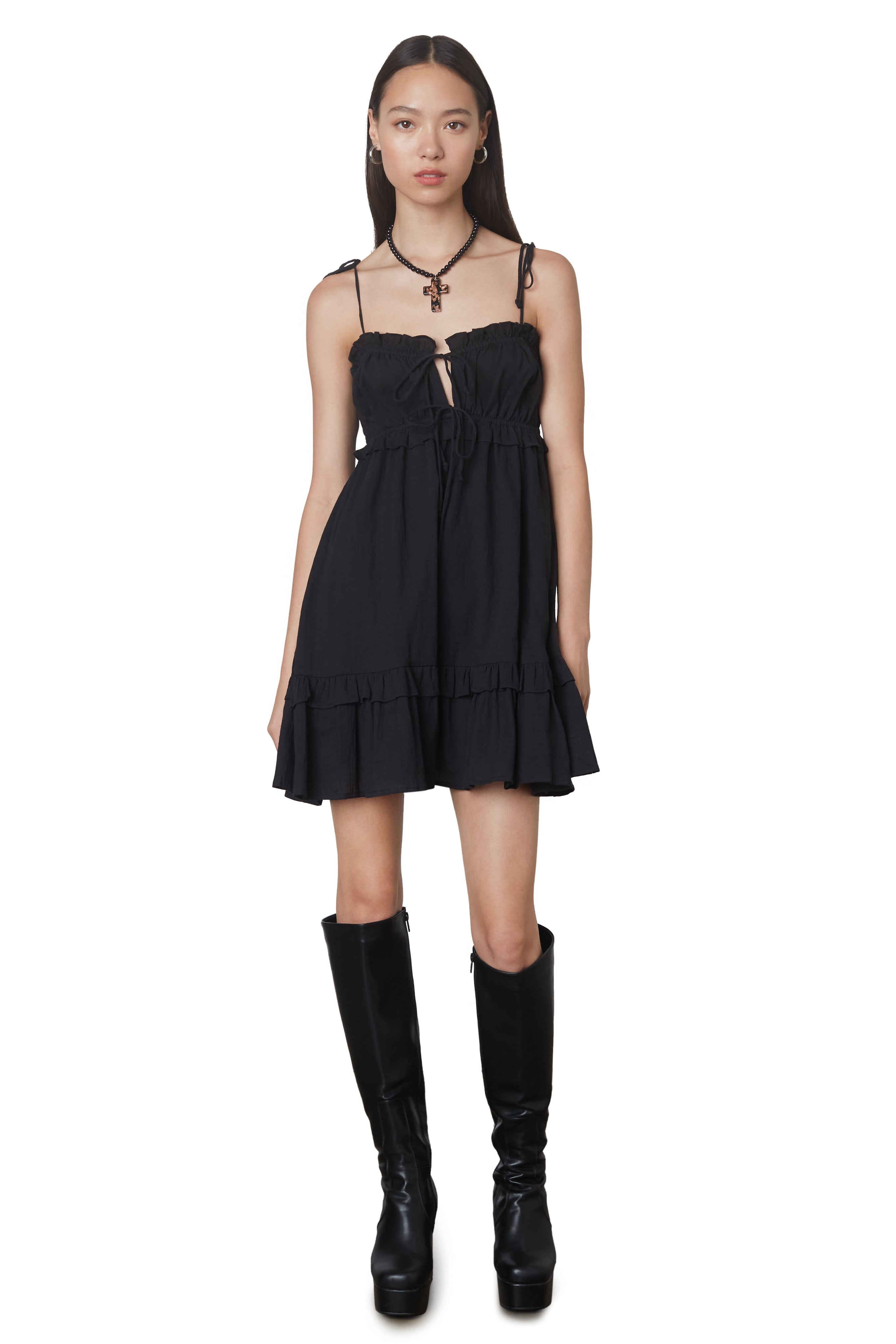 Emily Dress in black front 