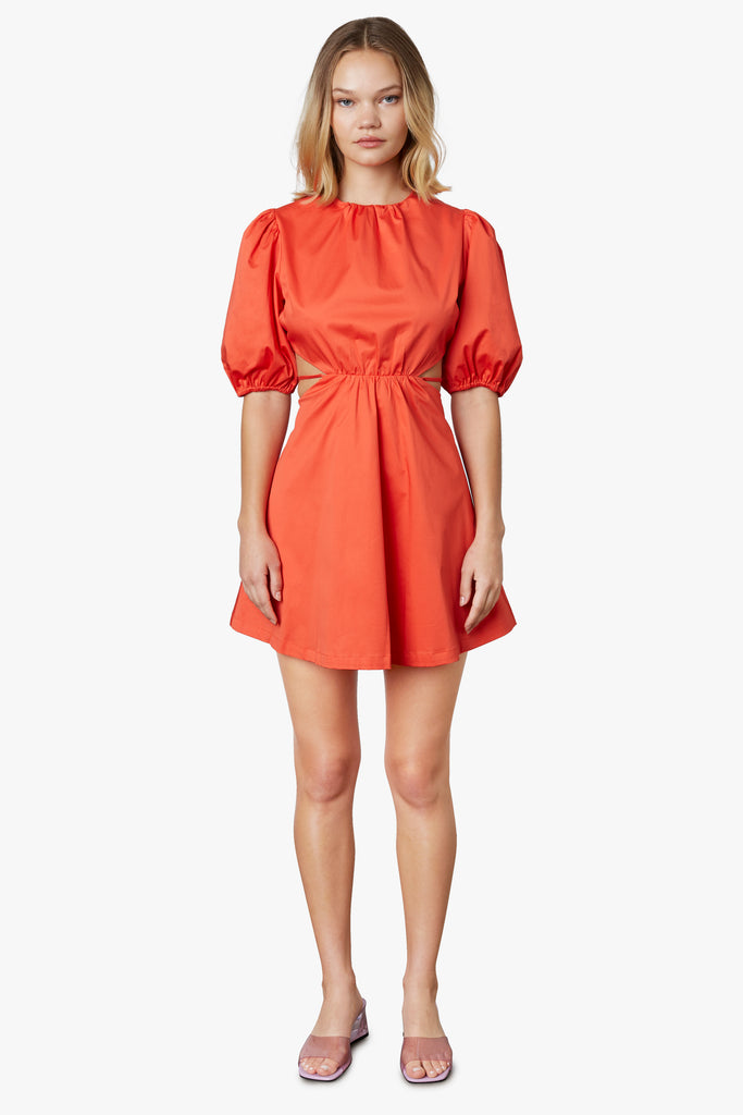 Chloe Dress in tomato, front view 2