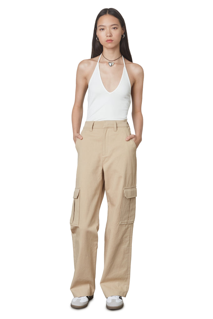 Vincent cargo pant in tan front 