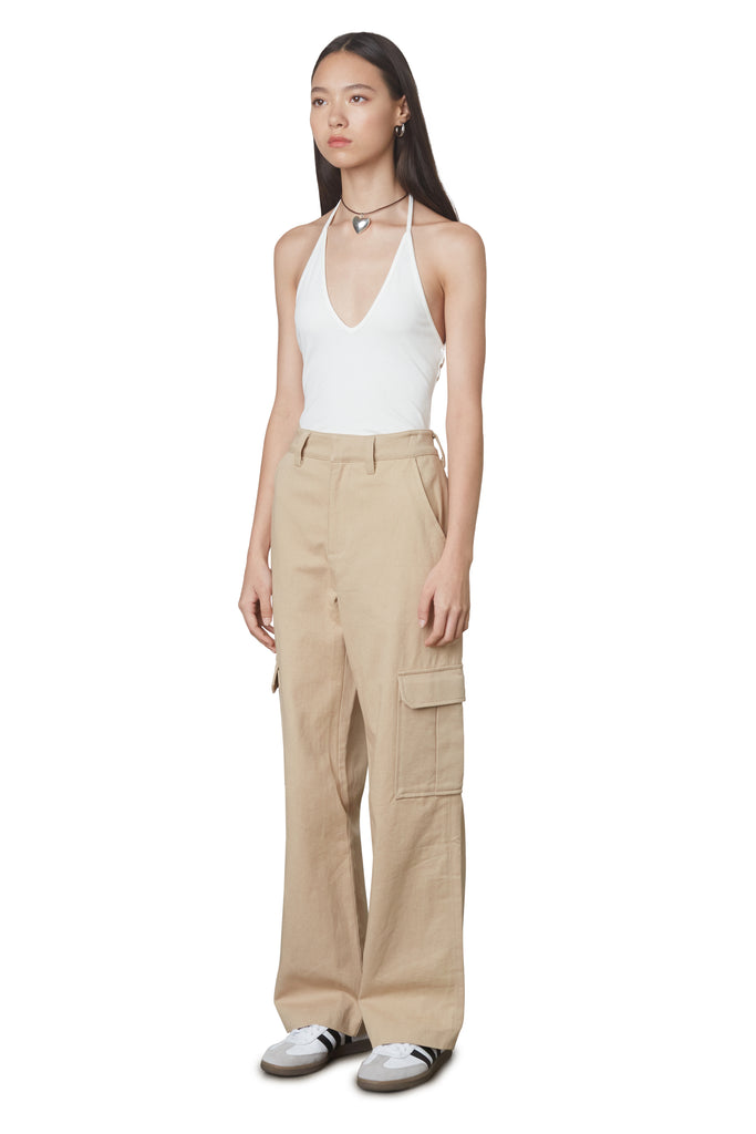 Vincent cargo pant in tan side 