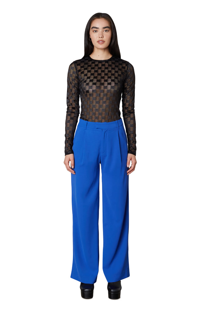 everday trouser in cobalt front view 2