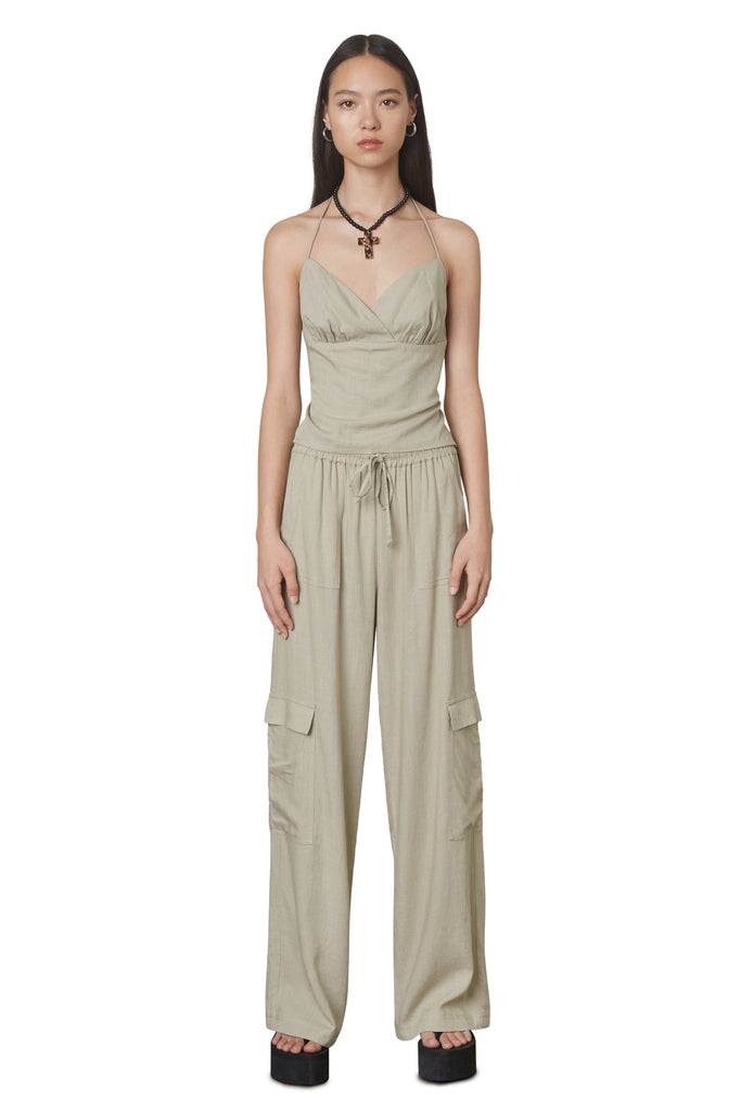 Jacob cargo pant in oyster front 2