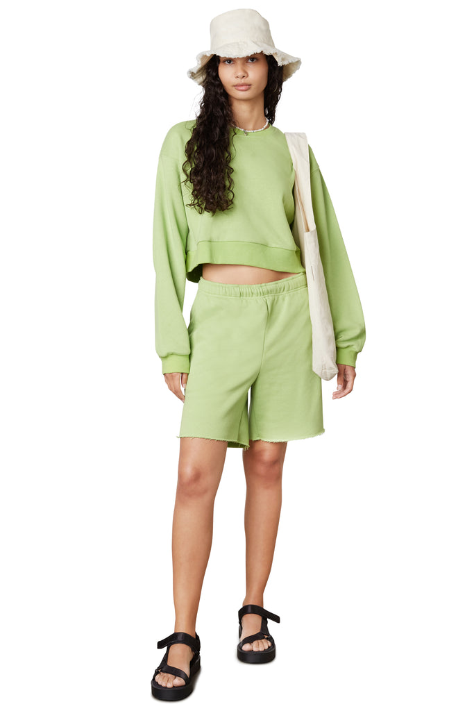 Mid-Length Short in matcha, front view