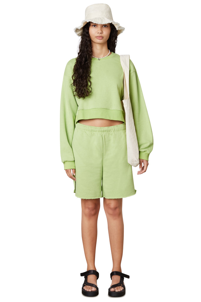 Mid-Length Short in matcha, front view 2