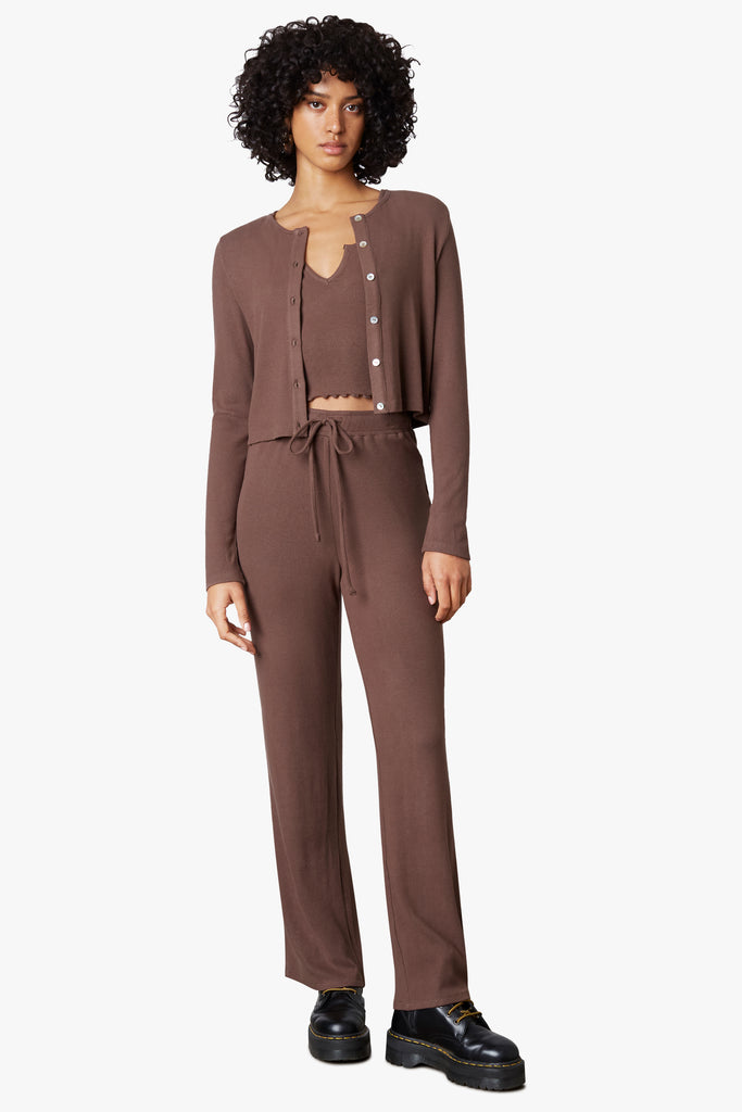 Straight Leg Lounge Pant in Chocolate front 