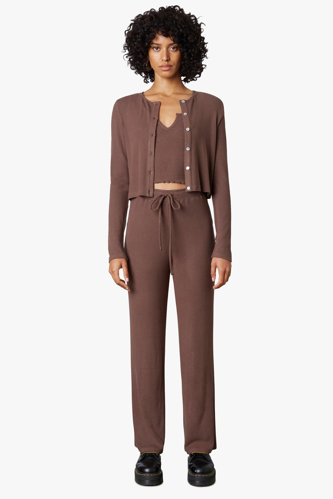 Straight Leg Lounge Pant in Chocolate front 2 