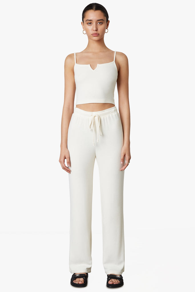 Straight Leg Lounge Pant in Oatmilk front 2 