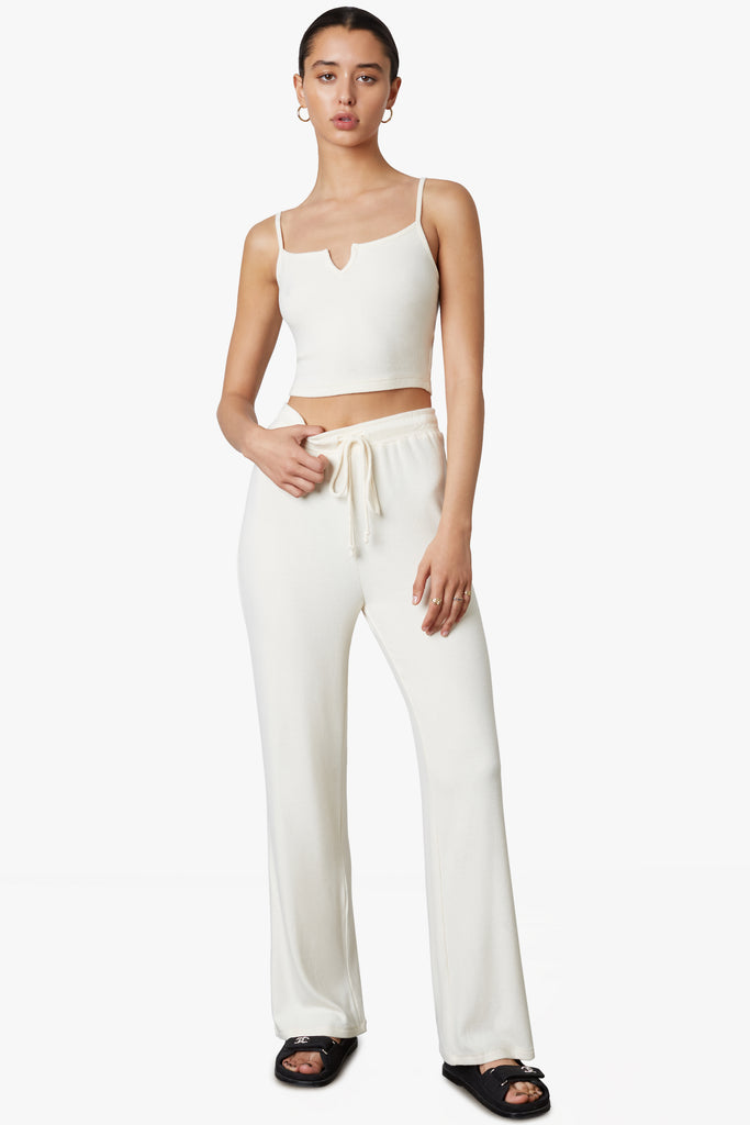 Straight Leg Lounge Pant in Oatmilk front 