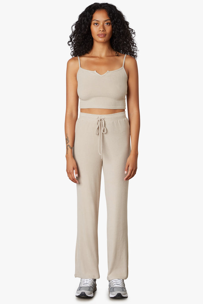 Straight Leg Lounge Pant in Taupe front 2