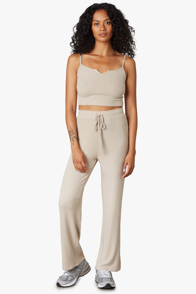 Straight Leg Lounge Pant in Taupe front 