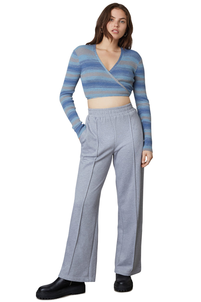 Wide Leg Sweatpant in Heather Grey front 