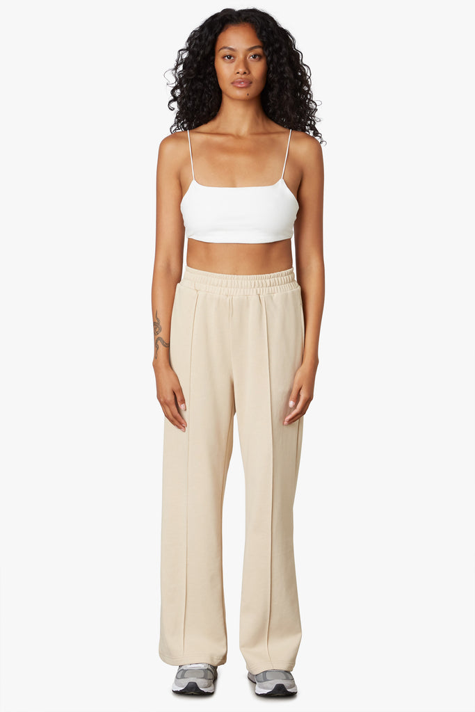 Wide Leg Sweatpant in Sand front 2 