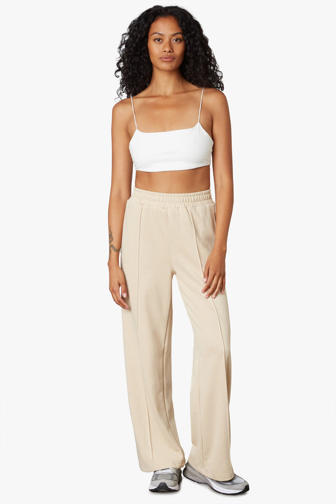 Wide Leg Sweatpant in Sand front 