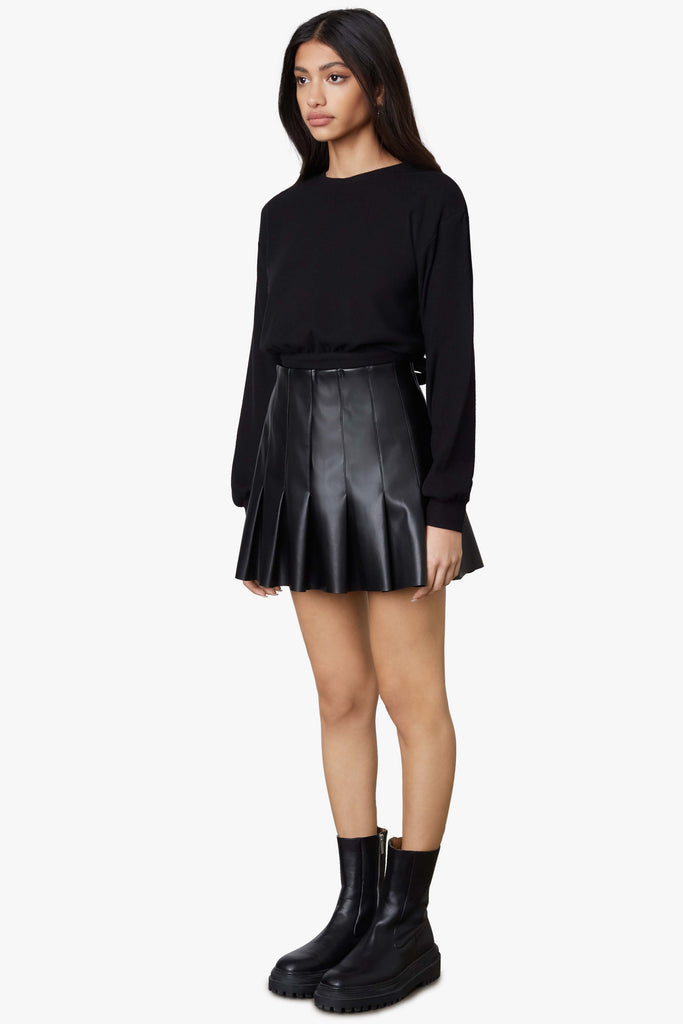 Vegan Leather Tennis Skirt in Black Side 