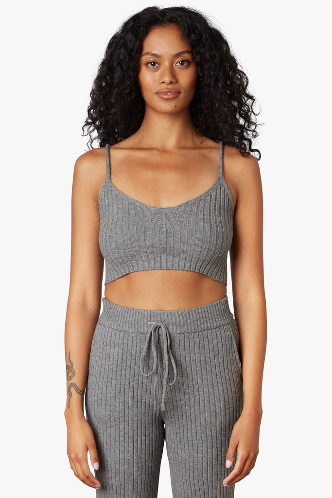 Naomi Sweater Tank in charcoal, front view