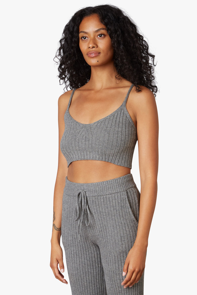 Naomi Sweater Tank in charcoal, side view