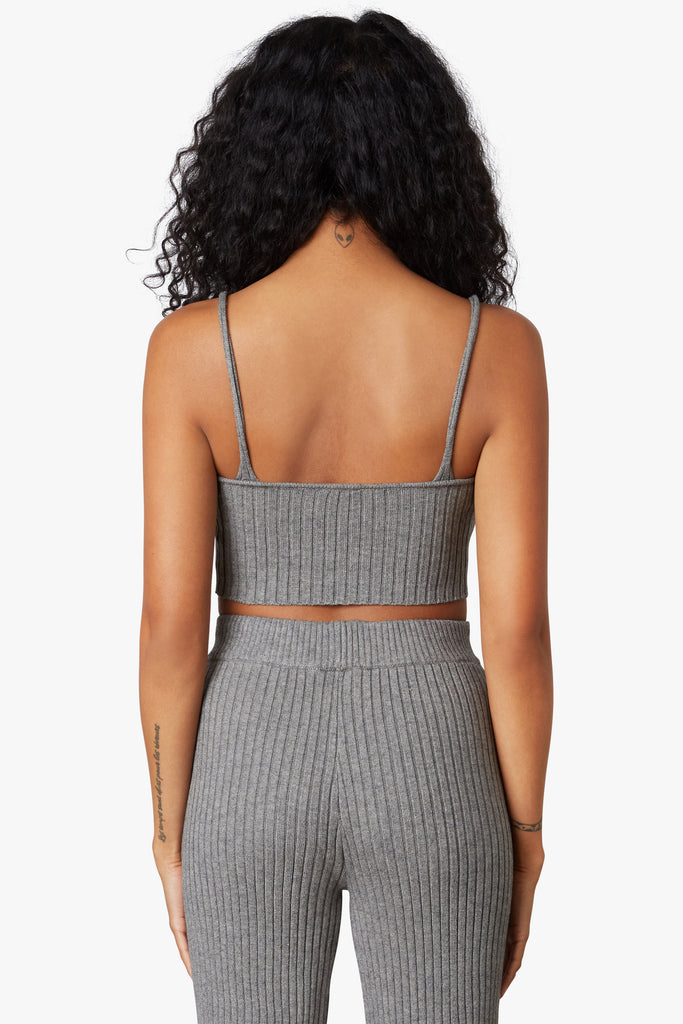 Naomi Sweater Tank in charcoal, back view