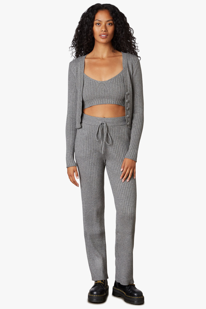 Ribbed Sweater Pant in Charcoal front 